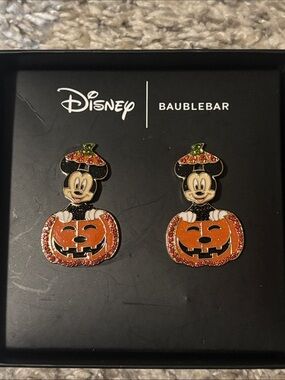 NWT Disney x BaubleBar Mickey Pumpkin Dangle Earrings